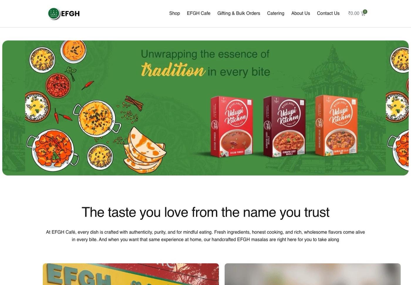 efghfoods.com — masalas, shop, café and catering